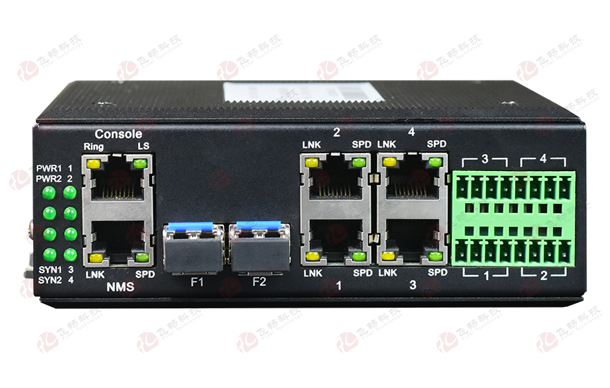 飛暢科技-環(huán)網型 4千兆電+4路串口 2千兆光 交換機